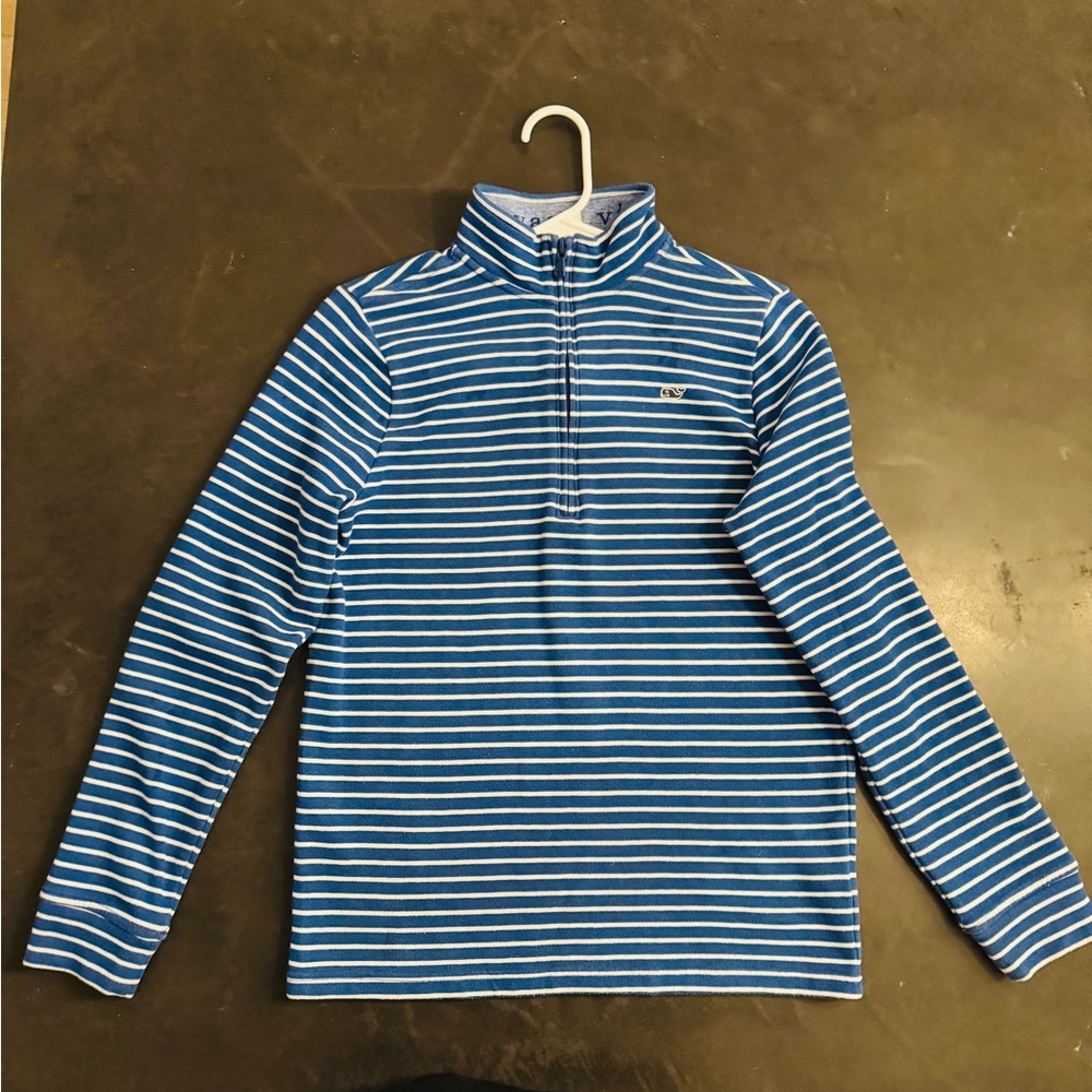 Vineyard Vines Blue & White Striped Quarter-Zip Pullover
